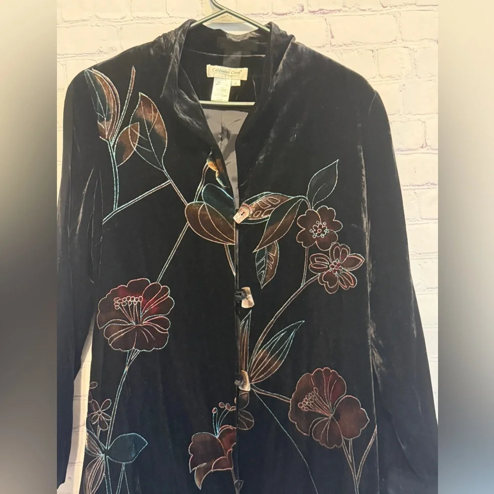 Coldwater Creek Black Velvet Floral Blazer - Picture 3 of 12